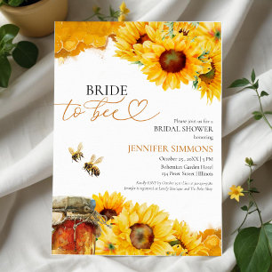 Bride To Bee   Sunflower Floral Bridal Shower Invitation
