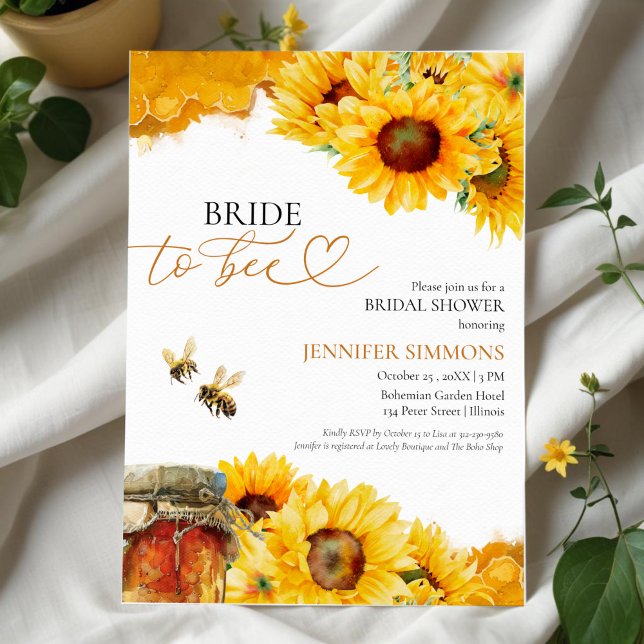 Bride To Bee | Sunflower Floral Bridal Shower Invitation (Creator Uploaded)