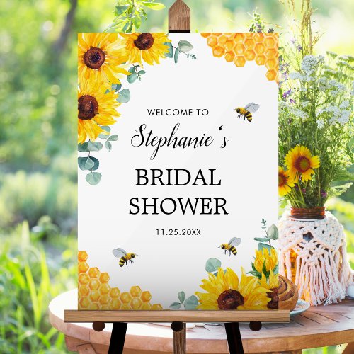 Bride To Bee Sunflowers Honeycombs Bridal Shower Acrylic Sign