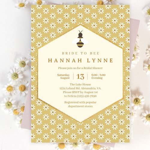 Bride to Bee Vintage Daisy Bridal Shower Invitation