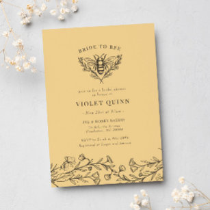 Bride to Bee Vintage Wildflower Bridal Shower Invitation