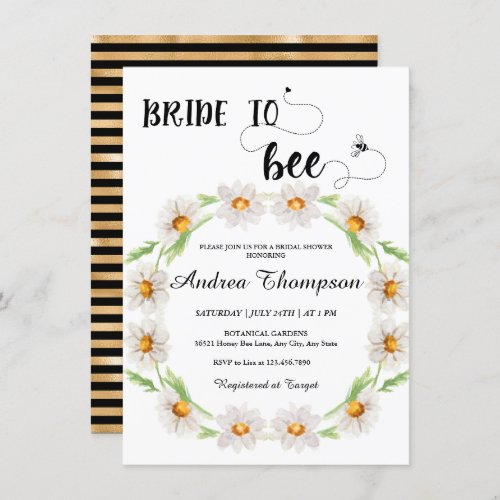  Bride to Bee  Watercolor Floral Bridal Shower In Invitation