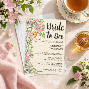 Bride To Bee Watercolor Floral Bridal Shower Invitation