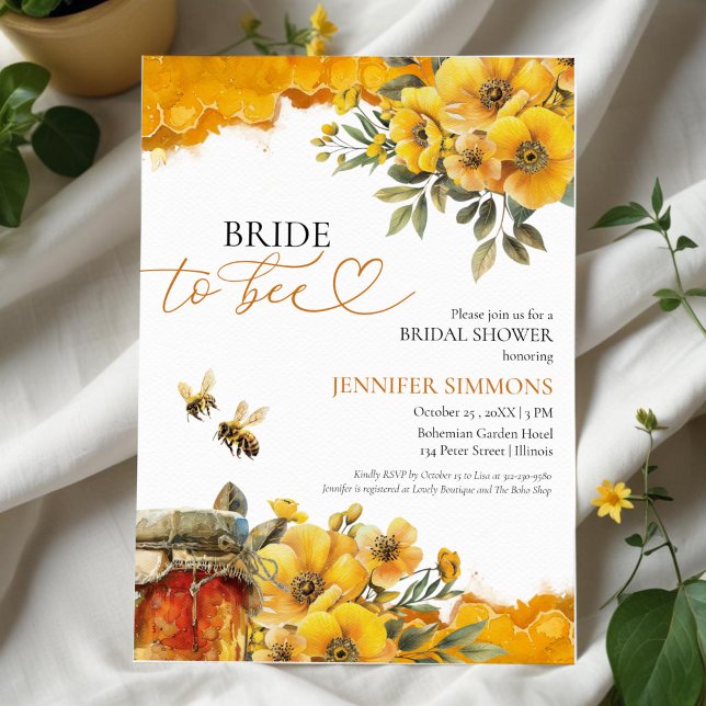 Bride To Bee | Watercolor Floral Bridal Shower Invitation (Creator Uploaded)