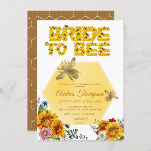  Bride to Bee  Watercolor Floral Bridal Shower Invitation