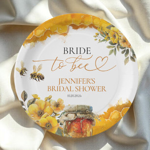 Bride To Bee   Watercolor Floral Bridal Shower Paper Plates