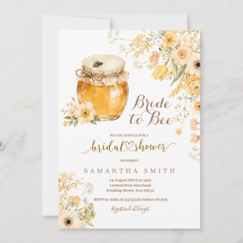 Bride to Bee Watercolor Honey Jar Bridal Shower  Invitation