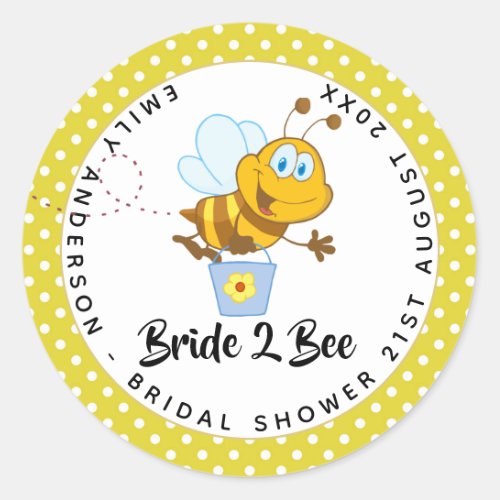 Bride to BEE Wedding Bridal Shower Yellow Cute Classic Round Sticker