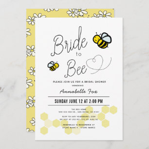 Bride to Bee White Bridal Shower Invitation