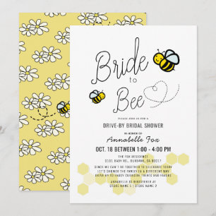 Bride to Bee White Drive-by Bridal Shower Invitation