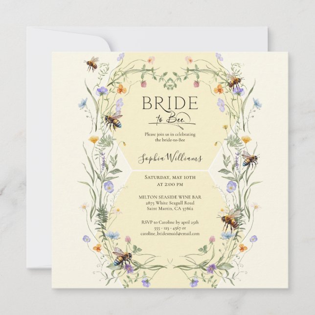 Bride to Bee Wildflower Bees Bridal Shower Invitation (Front)