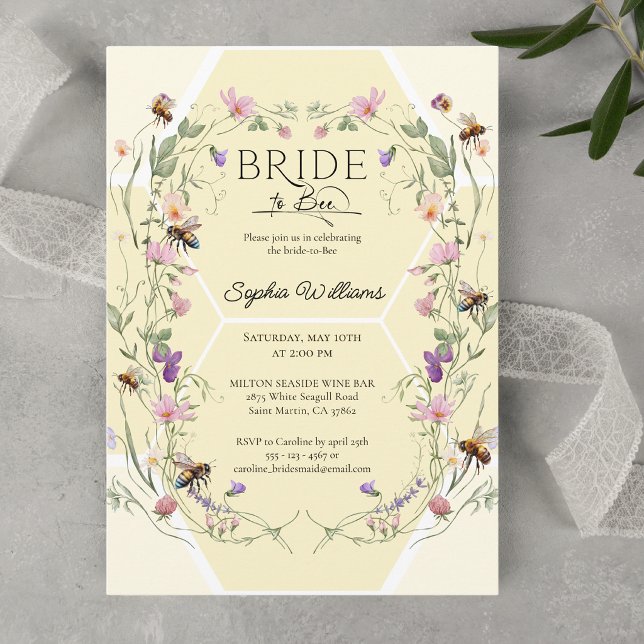 Bride to Bee Wildflower Bees Bridal Shower Invitation (Creator Uploaded)