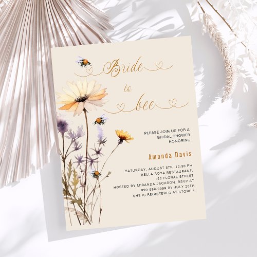Bride to bee wildflower beige budget bridal shower