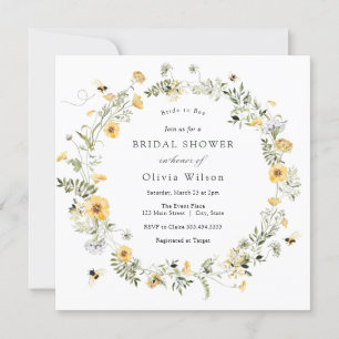 Bride to Bee Wildflower Bridal Shower Invitation
