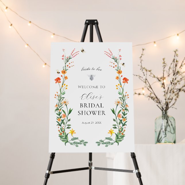 Bride to Bee Wildflower Garden Bridal Welcome Foam Board (In Situ (Stand))