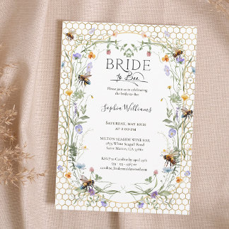 Bride to Bee Wildflower Honeycomb Bridal Shower Invitation