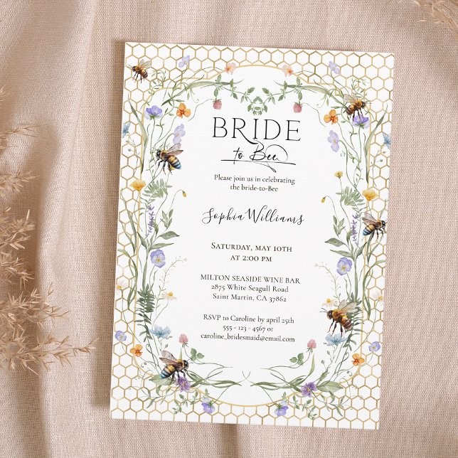 Bride to Bee Wildflower Honeycomb Bridal Shower Invitation (Creator Uploaded)