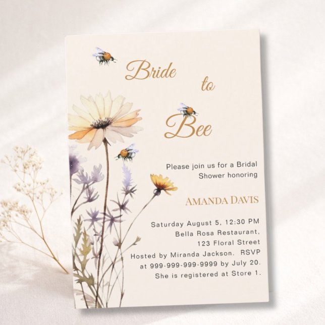 Bride to bee wildflower ivory garden bridal shower invitation (Creator Uploaded)