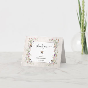 Bride to Bee Wildflower Wreath Bridal Shower Thank You Card