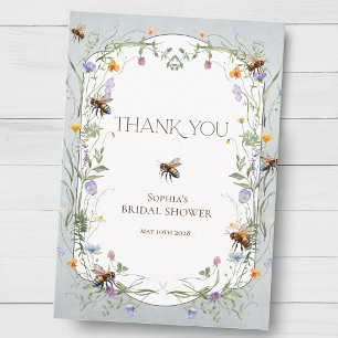 Bride to Bee Wildflower Wreath Bridal Shower Thank You Card