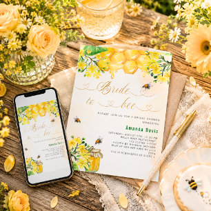 Bride to bee yellow floral honeycomb bridal shower invitation