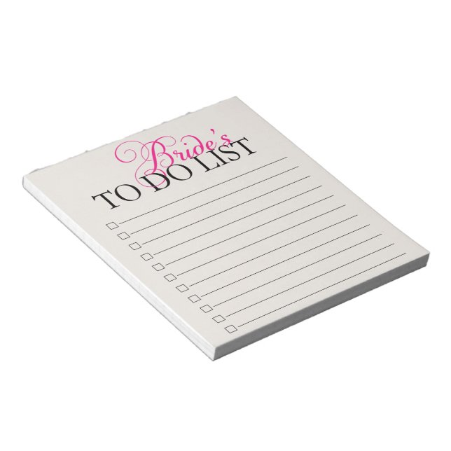 Bride To Do List Notepad (Angled)