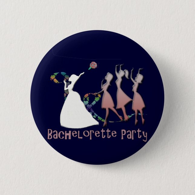 BRIDE TOSSING THE BOUQUET PINBACK BUTTON (Front)