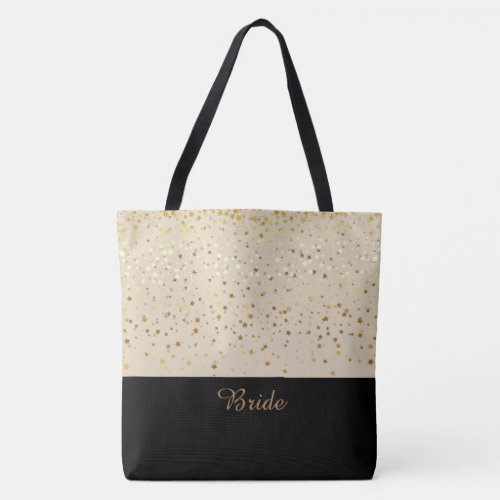 Bride Tote Bag Beige  Petite Golden Stars