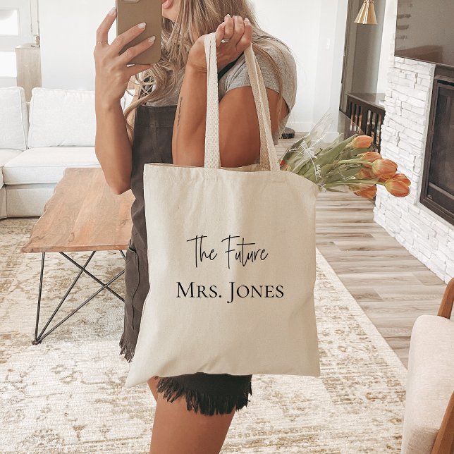 Bride Tote Bag, Future Mrs. | Black Personalized Bag (Creator Uploaded)