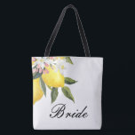 BRIDE TOTE BAG-LEMON FLORAL WEDDING<br><div class="desc">Celebrate your bridal journey with this elegant Bride tote bag beautifully adorned with vibrant lemons and soft watercolor florals. Perfect for destination weddings,  bachelorette parties,  or as a thoughtful bridal shower gift,  this tote combines style and functionnality.</div>