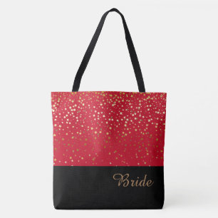 Bride Tote Bag Red & Petite Golden Stars