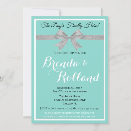 BRIDE  Touch Silver Wedding Suite Rehearse Party Invitation