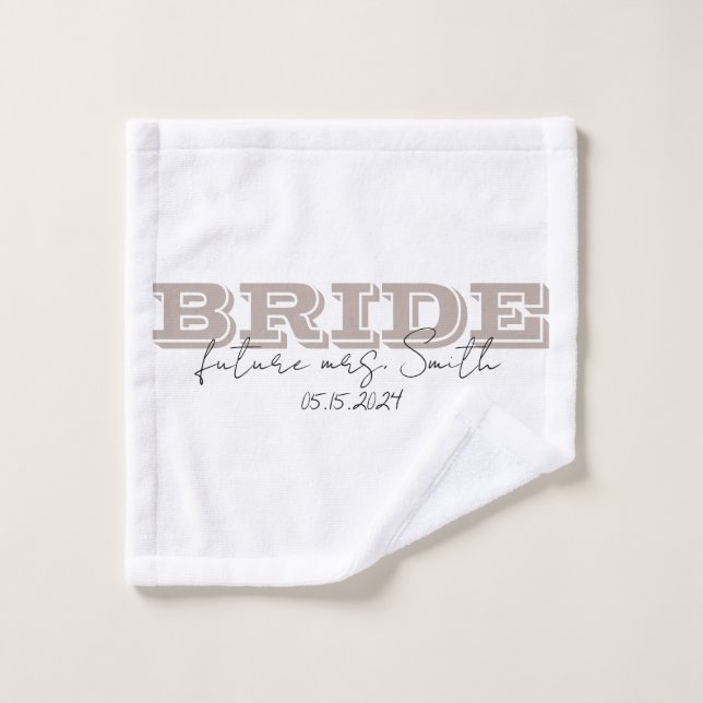Bride Towel, Personalized Gift Bath Towel Set (Wash Cloth)