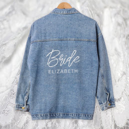 Bride Trendy Modern Script Denim Jacket