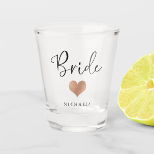 Bride Trendy Script and Heart Shot Glass