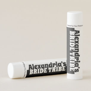 Bride Tribe Bachelorette Black White Personalized Lip Balm