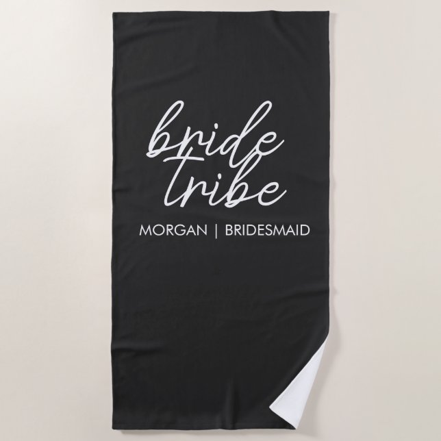 Bride Tribe | Bachelorette Bridesmaid Modern Beach Towel (Front)