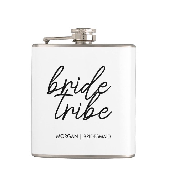 Bride Tribe | Bachelorette Bridesmaid Modern Flask (Front)