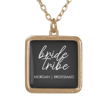 Bride Tribe | Bachelorette Bridesmaid Modern Gold Plated Necklace by freshpaperie at Zazzle