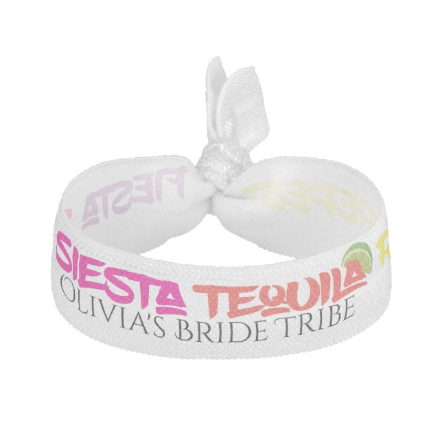 Bride Tribe Bachelorette Fiesta Siesta Tequila Elastic Hair Tie (Front)
