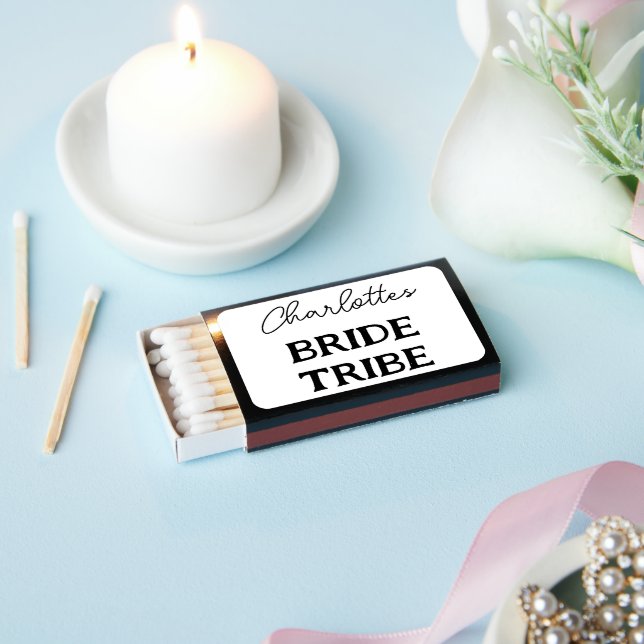 Bride Tribe Bachelorette Party Black And White Matchboxes (Insitu)