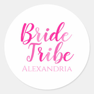 Bride Tribe Bachelorette Party Hot Pink Classic Round Sticker