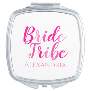 Bride Tribe Bachelorette Party Hot Pink Compact Mirror