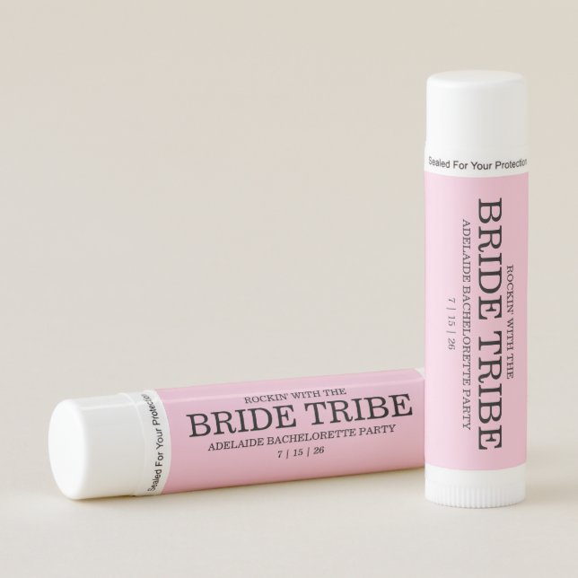 Bride Tribe Bachelorette Party Pink Lip Balm (Front)