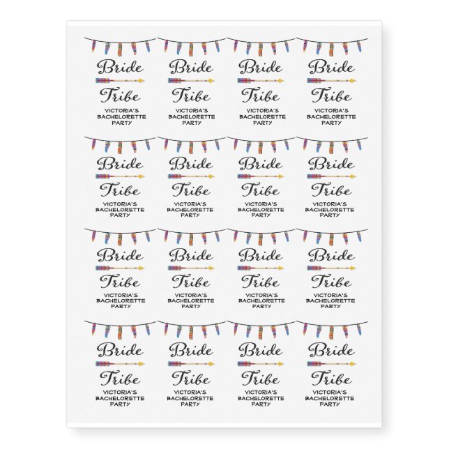 Bride Tribe Bachelorette Party Tattoos (Front)