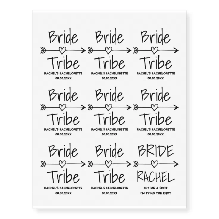 Bride Tribe bachelorette party temporary tattoos | Zazzle Bride Tribe bachelorette party temporary tattoos | Zazzle