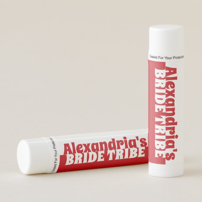 Bride Tribe Bachelorette Red White Personalized Lip Balm (Front)