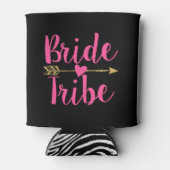 Bride Tribe | Black & Hot Pink Can Cooler (Front)