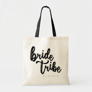 Bride Tribe Black Script Tote Bag - Customizable