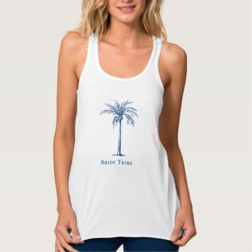Bride Tribe Blue Tropical Palm Tree Tank Top